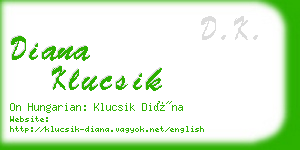 diana klucsik business card